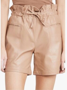 KENDALL + KYLIE Women's Vegan Leather Paperbag Shorts - Sand